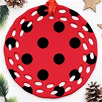 Polka Dots - Black on Alizarin Red Ornament (Round Filigree)