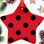 Polka Dots - Black on Alizarin Red Ornament (Star)