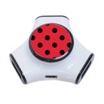 Polka Dots - Black on Alizarin Red Portable USB Hub (One Side)