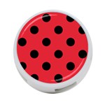 Polka Dots - Black on Alizarin Red 4-Port USB Hub (One Side)