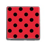 Polka Dots - Black on Alizarin Red Memory Card Reader (Square)