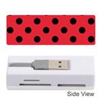 Polka Dots - Black on Alizarin Red Memory Card Reader (Stick)