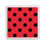 Polka Dots - Black on Alizarin Red Memory Card Reader with Storage (Square)