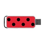 Polka Dots - Black on Alizarin Red Portable USB Flash (One Side)