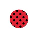 Polka Dots - Black on Alizarin Red Golf Ball Marker