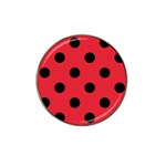 Polka Dots - Black on Alizarin Red Hat Clip Ball Marker