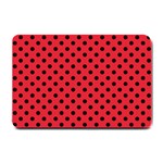 Polka Dots - Black on Alizarin Red Small Doormat