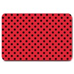 Polka Dots - Black on Alizarin Red Large Doormat