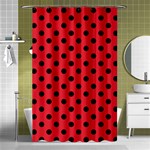 Polka Dots - Black on Alizarin Red Shower Curtain 48  x 72  (Small)