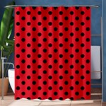 Polka Dots - Black on Alizarin Red Shower Curtain 60  x 72  (Medium)