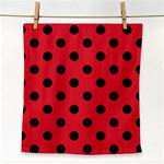 Polka Dots - Black on Alizarin Red Face Towel