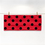 Polka Dots - Black on Alizarin Red Hand Towel