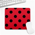 Polka Dots - Black on Alizarin Red Large Mousepad