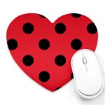 Polka Dots - Black on Alizarin Red Heart Mousepad