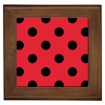 Polka Dots - Black on Alizarin Red Framed Tile