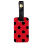 Polka Dots - Black on Alizarin Red Luggage Tag (One Side)