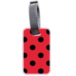 Polka Dots - Black on Alizarin Red Luggage Tag (Two Sides)