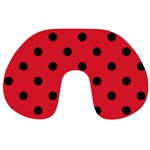 Polka Dots - Black on Alizarin Red Travel Neck Pillow