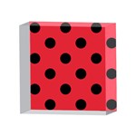 Polka Dots - Black on Alizarin Red 4 x 4  Acrylic Photo Block