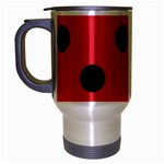 Polka Dots - Black on Alizarin Red Travel Mug (Silver Gray)