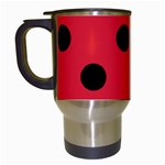 Polka Dots - Black on Alizarin Red Travel Mug (Black)