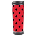 Polka Dots - Black on Alizarin Red Travel Tumbler