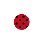 Polka Dots - Black on Alizarin Red 1  Mini Button