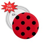 Polka Dots - Black on Alizarin Red 2.25  Button (100 pack)