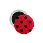 Polka Dots - Black on Alizarin Red 1.75  Magnet