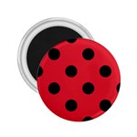 Polka Dots - Black on Alizarin Red 2.25  Magnet