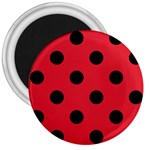 Polka Dots - Black on Alizarin Red 3  Magnet