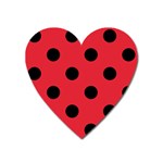 Polka Dots - Black on Alizarin Red Magnet (Heart)