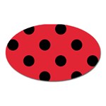 Polka Dots - Black on Alizarin Red Magnet (Oval)