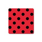 Polka Dots - Black on Alizarin Red Magnet (Square)