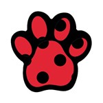 Polka Dots - Black on Alizarin Red Magnet (Paw Print)