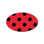 Polka Dots - Black on Alizarin Red Sticker (Oval)