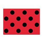 Polka Dots - Black on Alizarin Red Sticker A4 (10 pack)