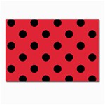 Polka Dots - Black on Alizarin Red Postcard 4  x 6 