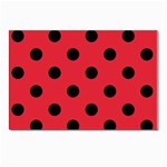 Polka Dots - Black on Alizarin Red Postcard 5  x 7 