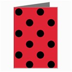 Polka Dots - Black on Alizarin Red Greeting Card