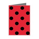 Polka Dots - Black on Alizarin Red Mini Greeting Card