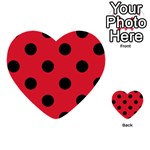 Polka Dots - Black on Alizarin Red Multi-purpose Cards (Heart)