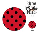 Polka Dots - Black on Alizarin Red Multi-purpose Cards (Round)