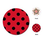 Polka Dots - Black on Alizarin Red Playing Cards (Round)