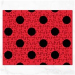 Polka Dots - Black on Alizarin Red Jigsaw Puzzle (Rectangular)