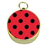 Polka Dots - Black on Alizarin Red Gold Compass