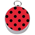 Polka Dots - Black on Alizarin Red Silver Compass