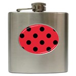 Polka Dots - Black on Alizarin Red Hip Flask (6 oz)