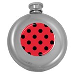 Polka Dots - Black on Alizarin Red Hip Flask (5 oz)