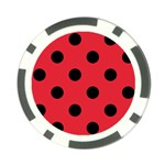 Polka Dots - Black on Alizarin Red Poker Chip Card Guard